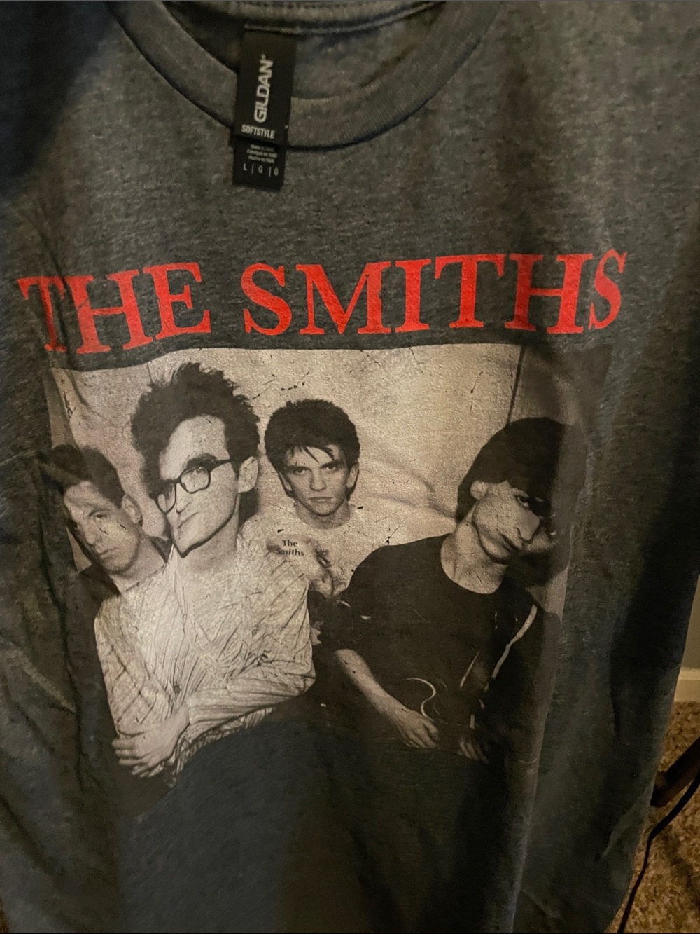 Gildan Charcoal Gray 'The Smiths' Graphic Tee with Red Logo